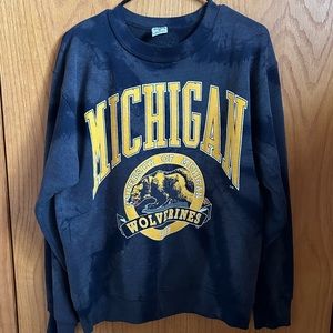 Vintage University of Michigan Wolverines Navy Tie-Dye Crewneck